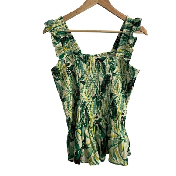 Torrid Peplum Washable Crinkle Gauze Smocked Tank Top Green Summer Plus Size 1X - Picture 3 of 6